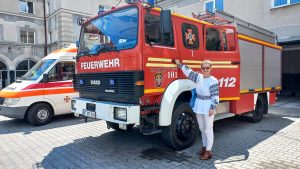 Luba Pokotylo besucht die Feuerwehr in Ivano Frankivsk